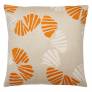 Judy Ross Textiles Hand-Embroidered Chain Stitch Shells Throw Pillow oyster/melon/cream