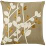 Judy Ross Textiles Hand-Embroidered Chain Stitch Spray Throw Pillow blonde/cream/gold rayon