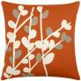 Judy Ross Textiles Hand-Embroidered Chain Stitch Spray Throw Pillow coral/cream/oyster