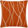 Judy Ross Textiles Hand-Embroidered Chain Stitch Streamers Throw Pillow coral/cream/oyster