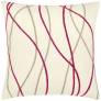 Judy Ross Textiles Hand-Embroidered Chain Stitch Streamers Throw Pillow cream/cerise/oyster