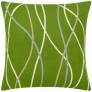 Judy Ross Textiles Hand-Embroidered Chain Stitch Streamers Throw Pillow lime/cream/celadon/oyster