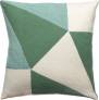 Judy Ross Textiles Hand-Embroidered Chain Stitch Prism Throw Pillow cream/pine/pool