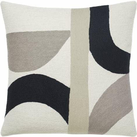 Judy Ross Textiles Hand-Embroidered Chain Stitch Eclipse Throw Pillow cream/smoke/black/oyster
