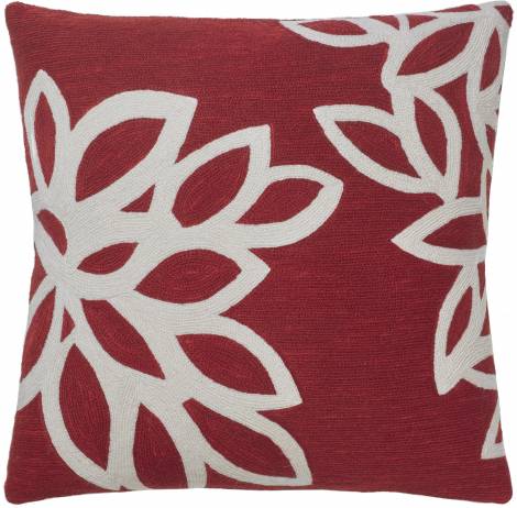 pillowsLagoonrouge/cream Judy Ross Textiles Hand-Embroidered Chain Stitch Lagoon Throw Pillow rouge/cream