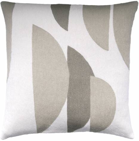 Judy Ross Textiles Hand-Embroidered Chain Stitch Slice Throw Pillow cream/oyster/smoke