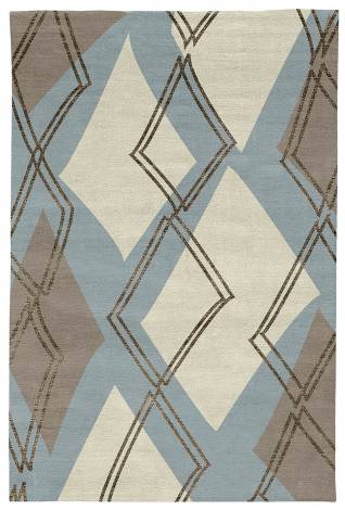 Judy Ross Hand-Knotted Custom Wool Argyle Rug celadon/parchment/smoke/fig silk
