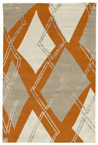 Judy Ross Hand-Knotted Custom Wool Argyle Rug melon/oyster/parchment/oyster silk
