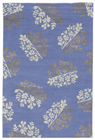 Judy Ross Hand-Knotted Custom Wool Bouquet Rug cornflower/parchment/smoke silk