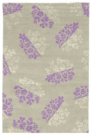 Judy Ross Hand-Knotted Custom Wool Bouquet Rug parchment/lilac/parchment silk