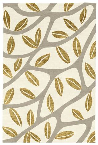 Judy Ross Hand-Knotted Custom Wool Branches Rug cream/oyster/gold silk