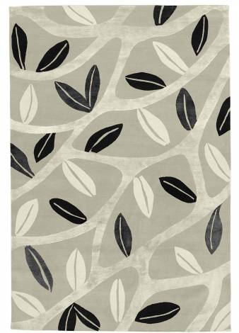 Judy Ross Hand-Knotted Custom Wool Branches Rug parchment/cream/black/black silk