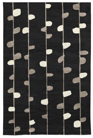 Judy Ross Hand-Knotted Custom Wool Calendar Rug black/smoke silk/cream