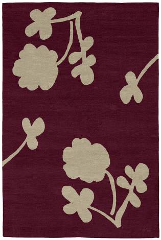 Judy Ross Hand-Knotted Custom Wool Clover Rug burgundy/oyster