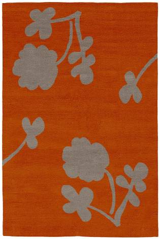 Judy Ross Hand-Knotted Custom Wool Clover Rug coral/silver