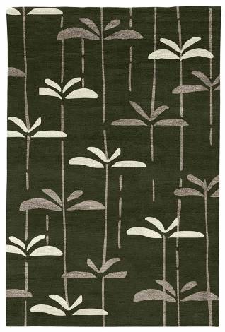 Judy Ross Hand-Knotted Custom Wool Dragonfly Rug olive drab/smoke silk/parchment silk