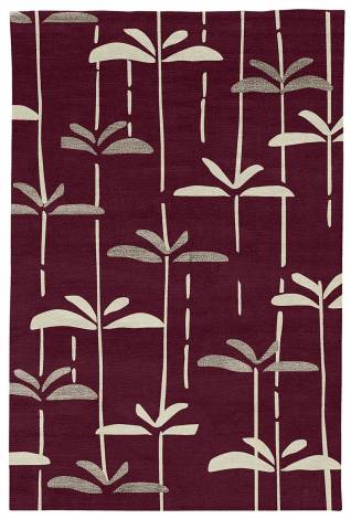 Judy Ross Hand-Knotted Custom Wool Dragonfly Rug burgundy/parchment/smoke silk