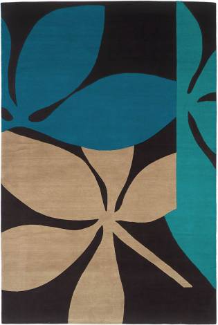 rugsfaunachocolate/peacock/blonde Judy Ross Hand-Knotted Custom Wool Fauna Rug chocolate/peacock/blonde