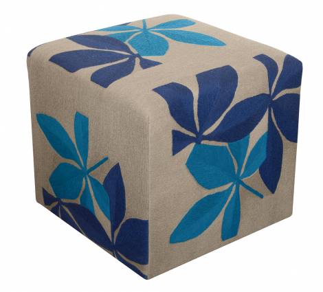 Judy Ross Textiles Hand-made Fauna Cube Furniture pewter/royal/tropical blue