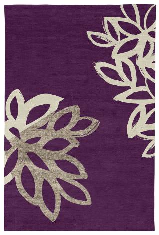 Judy Ross Hand-Knotted Custom Wool Lagoon Rug aubergine/parchment/pewter silk