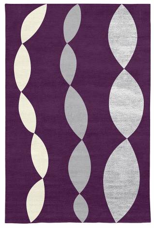 Judy Ross Hand-Knotted Custom Wool Necklace Rug aubergine/cream/silver/silver silk