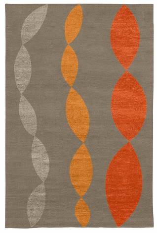 Judy Ross Hand-Knotted Custom Wool Necklace Rug pewter/pewter silk/melon silk/coral silk