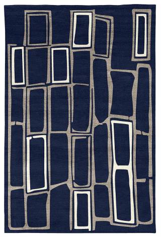 Judy Ross Hand-Knotted Custom Wool Procession Rug midnight/smoke silk/cream