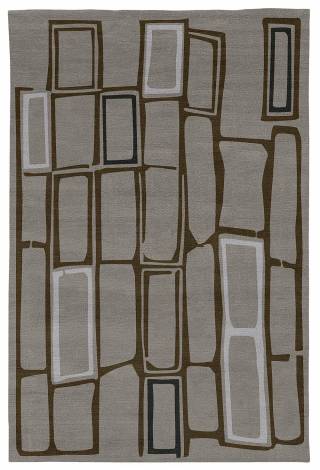 Judy Ross Hand-Knotted Custom Wool Procession Rug silver/fig/ice/charcoal