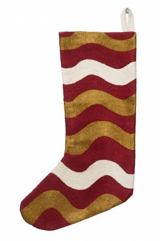 Judy Ross Textiles Hand-Embroidered Chain Stitch Ricrak Stocking rouge/gold rayon/cream