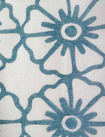 Hand-Printed Linen Sheer Pinwheel Outlined Hand-Printed Linen tropical blue