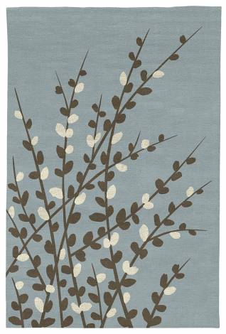 Judy Ross Hand-Knotted Custom Wool Spray Rug celadon/iron/parchment silk
