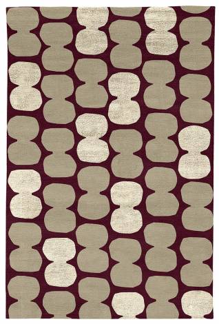 Judy Ross Hand-Knotted Custom Wool Tabla Rug burgundy/oyster/oyster silk