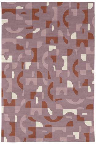 Judy Ross Hand-Knotted Custom Wool Tiles Rug mauve/mauve silk/rust/cream silk
