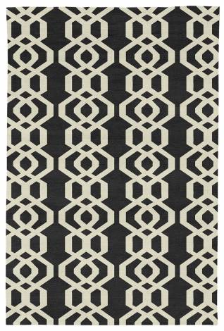 Judy Ross Hand-Knotted Custom Wool Trellis Rug black/parchment
