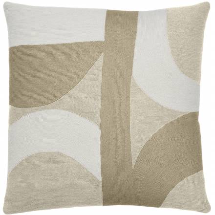 Judy Ross Textiles Hand-Embroidered Chain Stitch Eclipse Throw Pillow wheat/cream/blonde