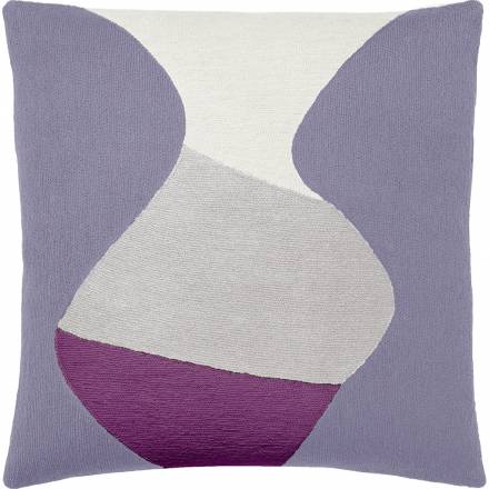 Judy Ross Textiles Hand-Embroidered Chain Stitch Totem Throw Pillow syren/cream/ice/aubergine