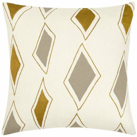 Judy Ross Textiles Hand-Embroidered Chain Stitch Cascade Throw Pillow cream/gold rayon/oyster