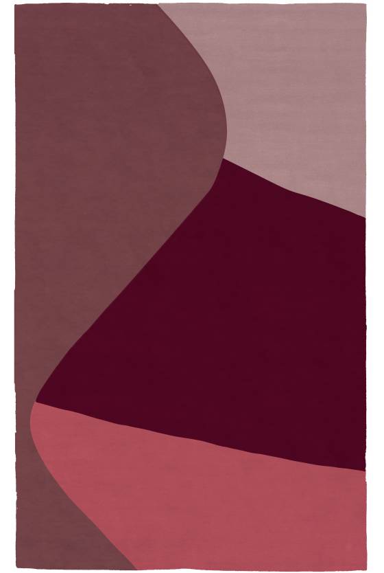 Judy Ross Hand-Knotted Custom Wool Curve Rug salmon/rose/mulberry/burgundy