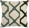 Judy Ross Textiles Hand-Embroidered Chain Stitch Arbor Throw Pillow oyster/sage/olive drab