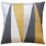 Judy Ross Textiles Hand-Embroidered Chain Stitch Blade Throw Pillow dark grey/curry/cream/fog rayon