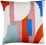 Judy Ross Textiles Hand-Embroidered Chain Stitch Composition Throw Pillow cream/dusty pink/coral/powder blue/marine