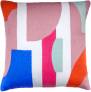 Judy Ross Textiles Hand-Embroidered Chain Stitch Composition Throw Pillow dusty pink/cream/cerise/marine/powder blue/coral
