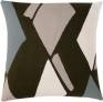 Judy Ross Textiles Hand-Embroidered Chain Stitch Diamonds Throw Pillow olive drab/oyster/cream/celadon