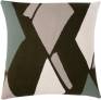 Judy Ross Textiles Hand-Embroidered Chain Stitch Diamonds Throw Pillow olive drab/oyster/cream/sage