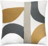 Judy Ross Textiles Hand-Embroidered Chain Stitch ECLIPSE Throw Pillow cream/dark grey/curry/smoke