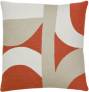 Judy Ross Textiles Hand-Embroidered Chain Stitch ECLIPSE Throw Pillow coral/cream/oyster