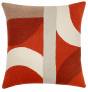 Judy Ross Textiles Hand-Embroidered Chain Stitch Eclipse Throw Pillow coral/cream/spice/oyster/mushroom