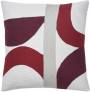 Judy Ross Textiles Hand-Embroidered Chain Stitch ECLIPSE Throw Pillow cream/berry/rouge/oyster