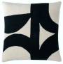 Judy Ross Textiles Hand-Embroidered Chain Stitch ECLIPSE Throw Pillow cream/black