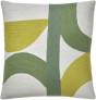 Judy Ross Textiles Hand-Embroidered Chain Stitch ECLIPSE Throw Pillow cream/mint/pollen/spearmint